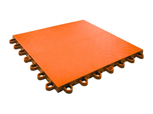 Placa de piso modular Pinova laranja, topo fechado e texturizado