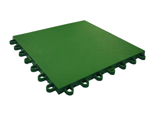 Placa de piso modular Pinova verde, topo fechado e texturizado