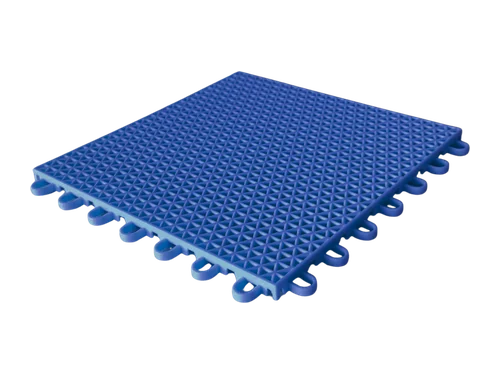 Placa de piso modular Pinova azul, estrutura perfurada em malha fina